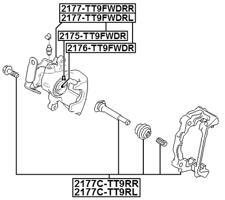 2177-TT9FWDRL - REAR LEFT BRAKE CALIPER ASSEMBLY