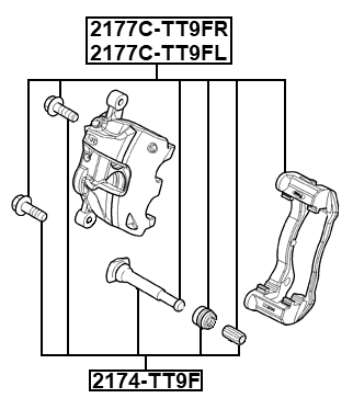 2177C-TT9FL - FRONT LEFT BRAKE CALIPER BRACKET CARRIER (WITH SLIDE PINS)