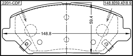 2201-CDF - PAD KIT, DISC BRAKE, FRONT - KIT (WITH ANTI SQUEAL SHIM, WITH BRACKETS)