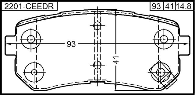 2201-CEEDR - PAD KIT, DISC BRAKE, REAR (WITH ANTI SQUEAL SHIM)