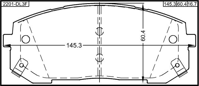 2201-DL3F - PAD KIT, DISC BRAKE, FRONT - KIT (WITH ANTI SQUEAL SHIM, WITH BRACKETS)