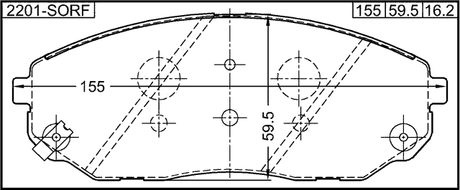 2201-SORF - PAD KIT, DISC BRAKE, FRONT - KIT (WITH ANTI SQUEAL SHIM, WITH BRACKETS)