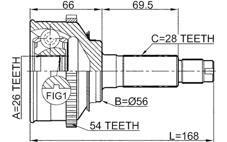 2210-016A54 - OUTER CV JOINT 26X56X28