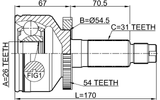 2210-CARNA54 - OUTER CV JOINT 26X54.5X31
