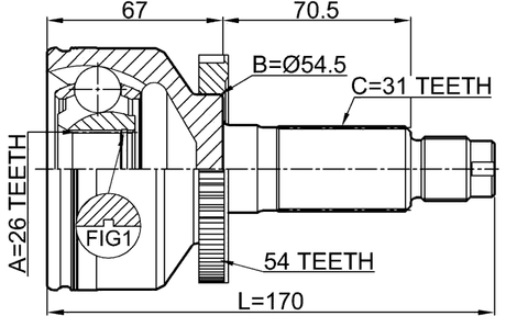 2210-CARNA54 - OUTER CV JOINT 26X54.5X31