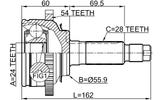 2210-CARNFLA54 - OUTER CV JOINT 24X55.9X28