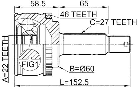 2210-CDA46 - OUTER CV JOINT 22X60X27