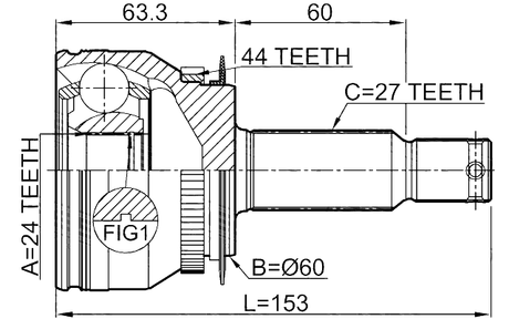2210-CER15A44 - OUTER CV JOINT 24X60X27