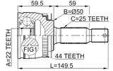 2210-CER16A44 - OUTER CV JOINT 22X49.5X25