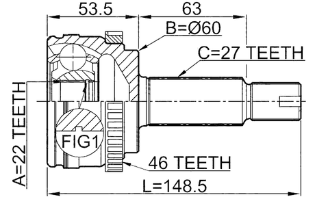 2210-CERA46 - OUTER CV JOINT 22X60X27