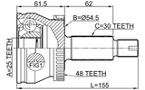 2210-D4224A48 - OUTER CV JOINT 25X54X30