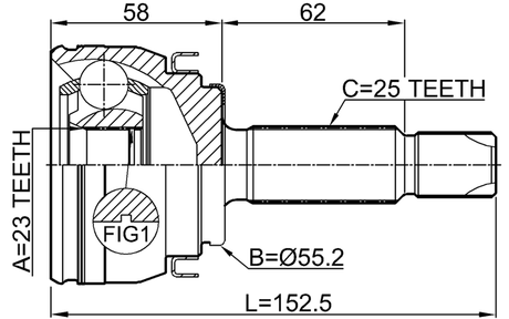 2210-FB - OUTER CV JOINT 23X55X25
