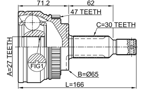 2210-GHA47 - OUTER CV JOINT 27X65X30