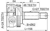 2210-NSP20A48 - OUTER CV JOINT 24X62X27