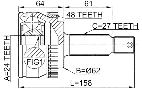 2210-NSP20A48 - OUTER CV JOINT 24X62X27