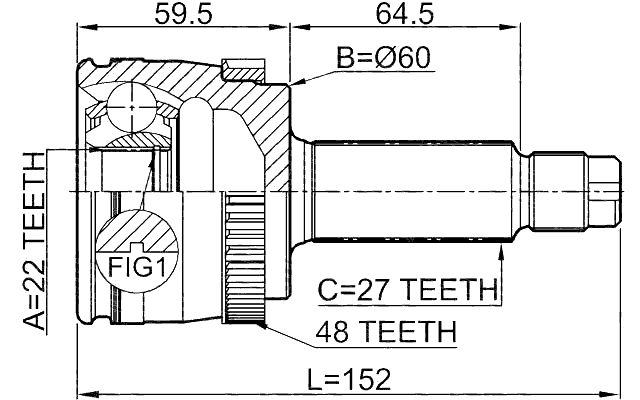 2210-NSPRA48 - OUTER CV JOINT REAR 22X60X27