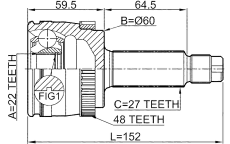 2210-NSPRA48 - OUTER CV JOINT REAR 22X60X27