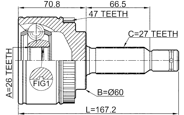 2210-OPIA47 - OUTER CV JOINT 26X60X27
