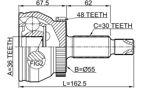 2210-OPTA48 - OUTER CV JOINT 36X55X30