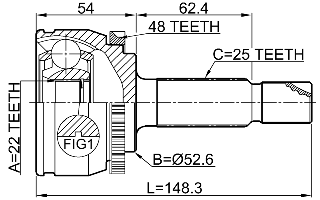 2210-RIOA48 - OUTER CV JOINT 22X52.6X25