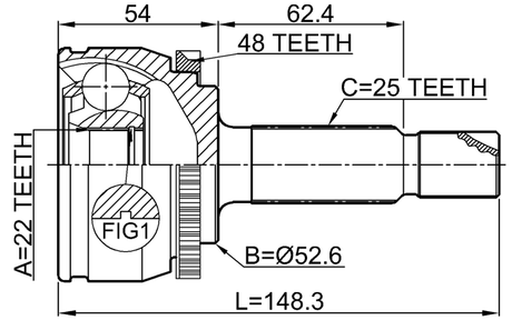 2210-RIOA48 - OUTER CV JOINT 22X52.6X25