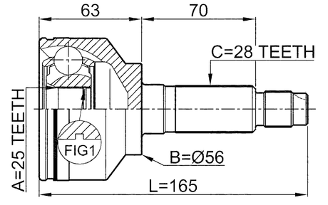 2210-SOR - OUTER CV JOINT 25X56X28