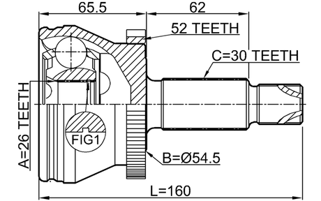 2210-SOR15A52 - OUTER CV JOINT 26X54.6X30