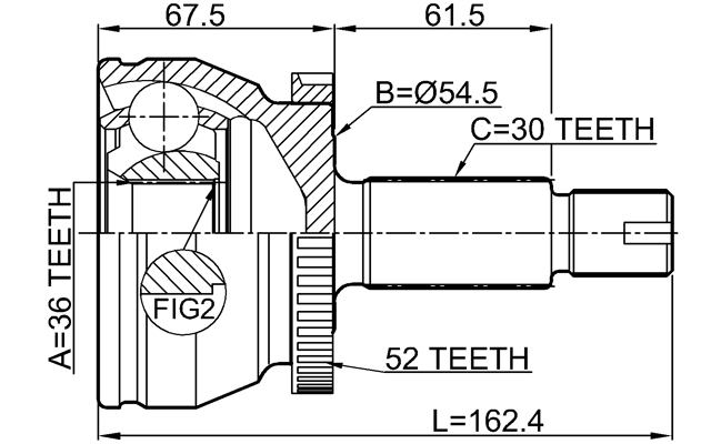 2210-SORA52 - OUTER CV JOINT 36X54.7X30