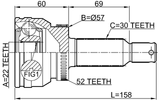 2210-SORA52R - OUTER CV JOINT REAR 22X57X30