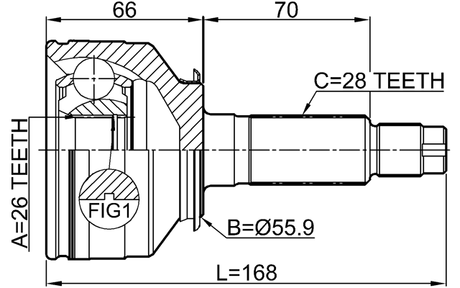 2210-SORBL - OUTER CV JOINT 26X56X28