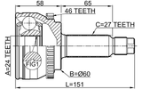 2210-SOUA46 - OUTER CV JOINT 24X60X27