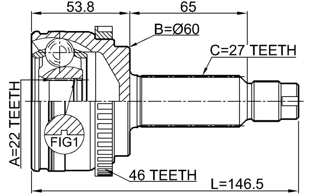 2210-SOULA46 - OUTER CV JOINT 22X60X27