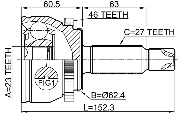 2210-SOULB2A46 - OUTER CV JOINT 23X62.5X27