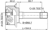 2210-SPM - OUTER CV JOINT 24X66.7X26