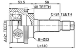 2210-TAATA48 - OUTER CV JOINT 21X52.5X24
