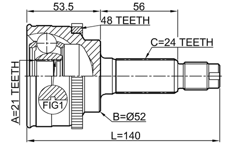 2210-TAATA48 - OUTER CV JOINT 21X52.5X24