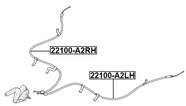 22100-A2RH - PARKING BRAKE CABLE, RIGHT
