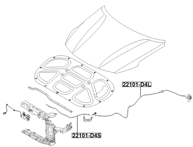 22101-D4S - CABLE ASSEMBLY HOOD LOCK CONTROL