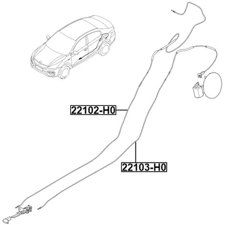 22102-H0 - CABLE ASSEMBLY TAILGATE LOCK CONTROL