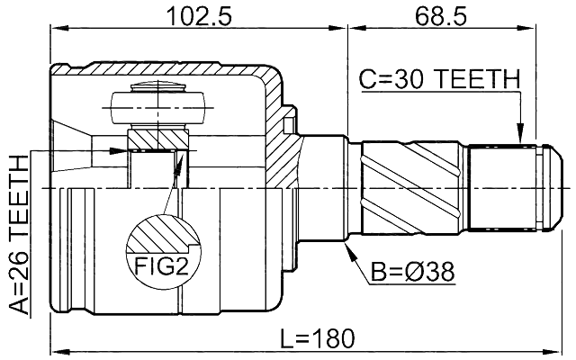 2211-BLLH - INNER CV JOINT LEFT 26X38X30