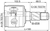 2211-BLLH - INNER CV JOINT LEFT 26X38X30