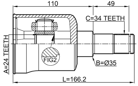 2211-CARLH - INNER CV JOINT LEFT 24X35X34