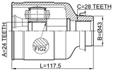 2211-CARNRH - INNER CV JOINT RIGHT 24X43X28