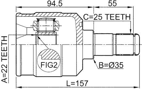 2211-CERAT - INNER CV JOINT 22X35X25