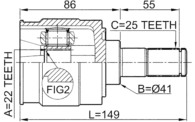 2211-CERII16 - INNER CV JOINT 22X41X25