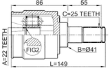 2211-CERII16 - INNER CV JOINT 22X41X25