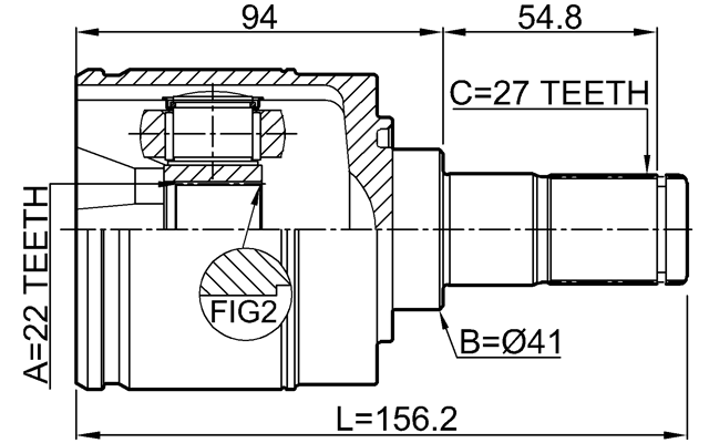 2211-EDLH - INNER CV JOINT LEFT 22X41X27
