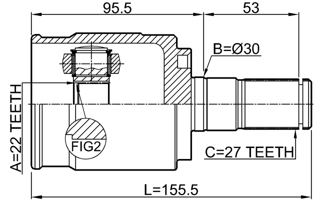 2211-FBATLH - INNER CV JOINT 22X30X27