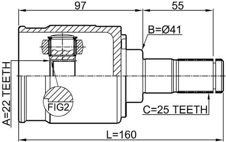 2211-FBMTLH - INNER CV JOINT 22X41X25