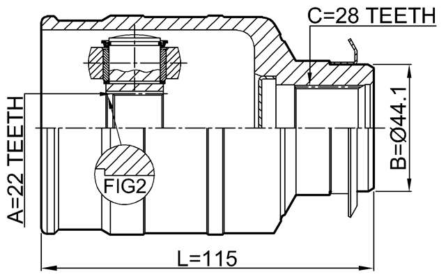 2211-FBRH - INNER CV JOINT RIGHT 22X44.1X28